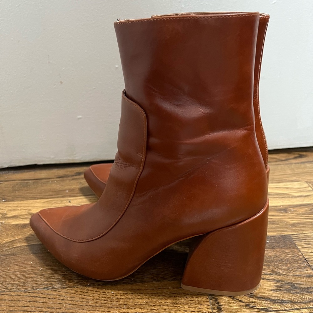 Jeffrey Campbell camel brown pointed toe boots